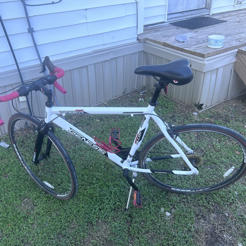 White and Black Road Bike with Red Accents